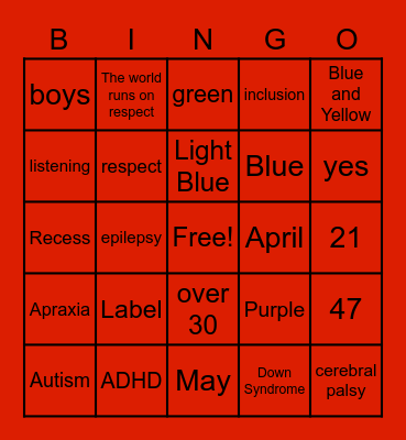 Respect Week Bingo Card