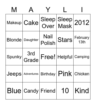 Double Digit Birthday Bingo Card