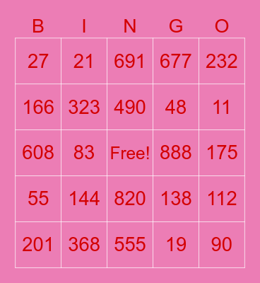 Valentine's Day Bingo! Bingo Card