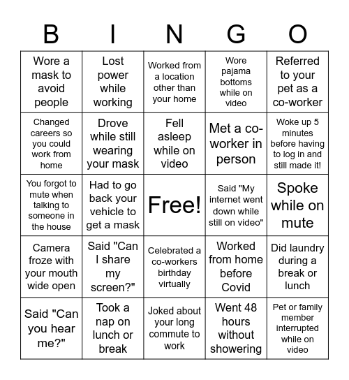 Virtual Bingo Card