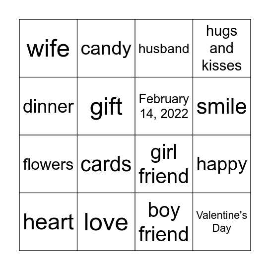 Happy Valentine's Day! Bingo Card