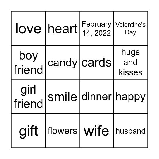 Happy Valentine's Day! Bingo Card