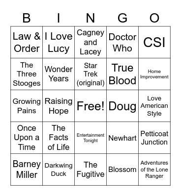 TV Theme Songs - 001 Bingo Card