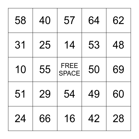 SUPER BOWL BINGO Card