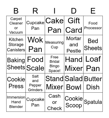 Katie's Bridal Shower Bingo! Bingo Card