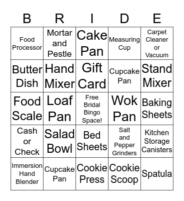 Katie's Bridal Shower Bingo! Bingo Card