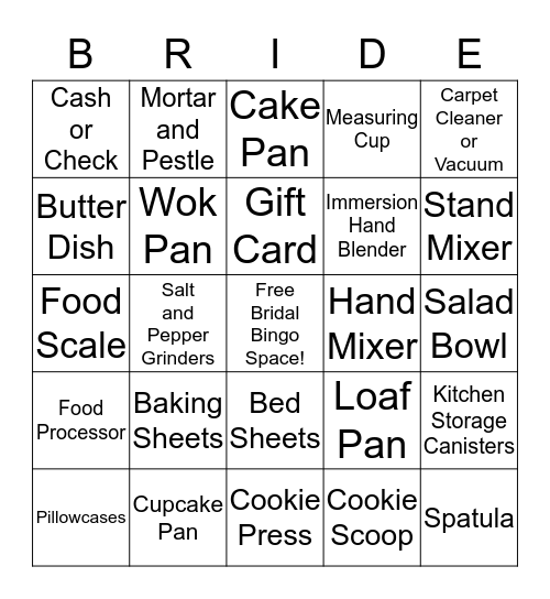 Katie's Bridal Shower Bingo! Bingo Card