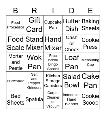 Katie's Bridal Shower Bingo! Bingo Card