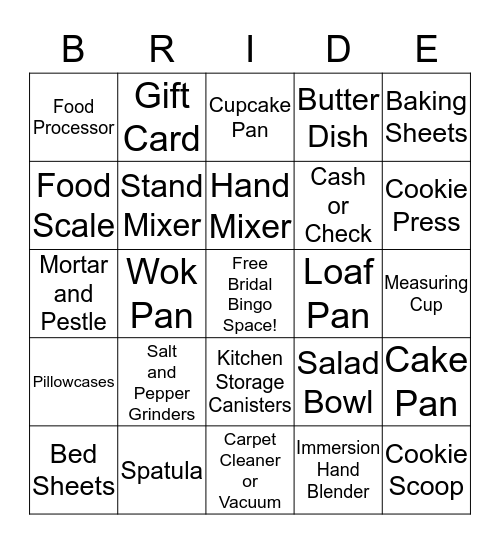 Katie's Bridal Shower Bingo! Bingo Card