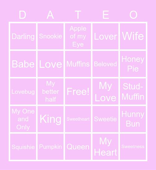 MARRIED THINGS Bingo Card