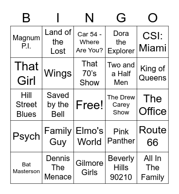 TV Theme Songs - 002 Bingo Card