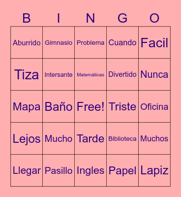 Spanish Bingo Card
