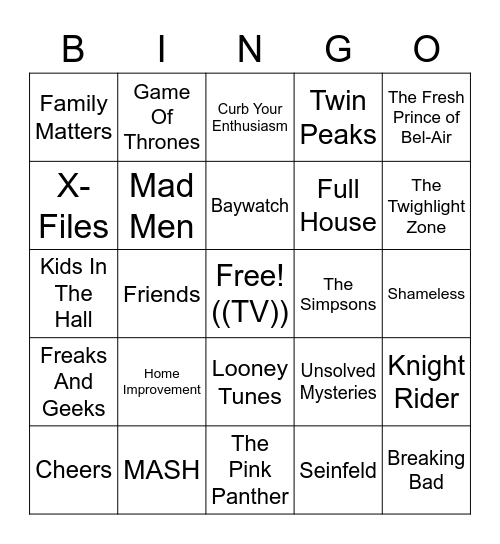 TV Themes Bingo Card