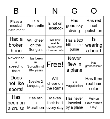 GETTING TO KNOW YOU! Bingo Card