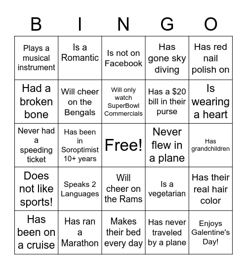 GETTING TO KNOW YOU! Bingo Card