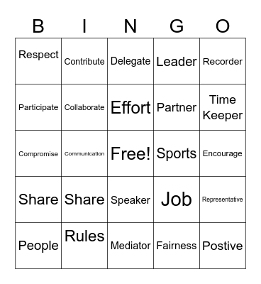 Teamwork Bingo Card