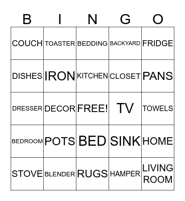 Wedding Shower Bingo Card