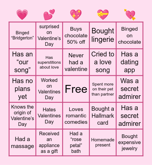 Valentine’s Day Bingo Card