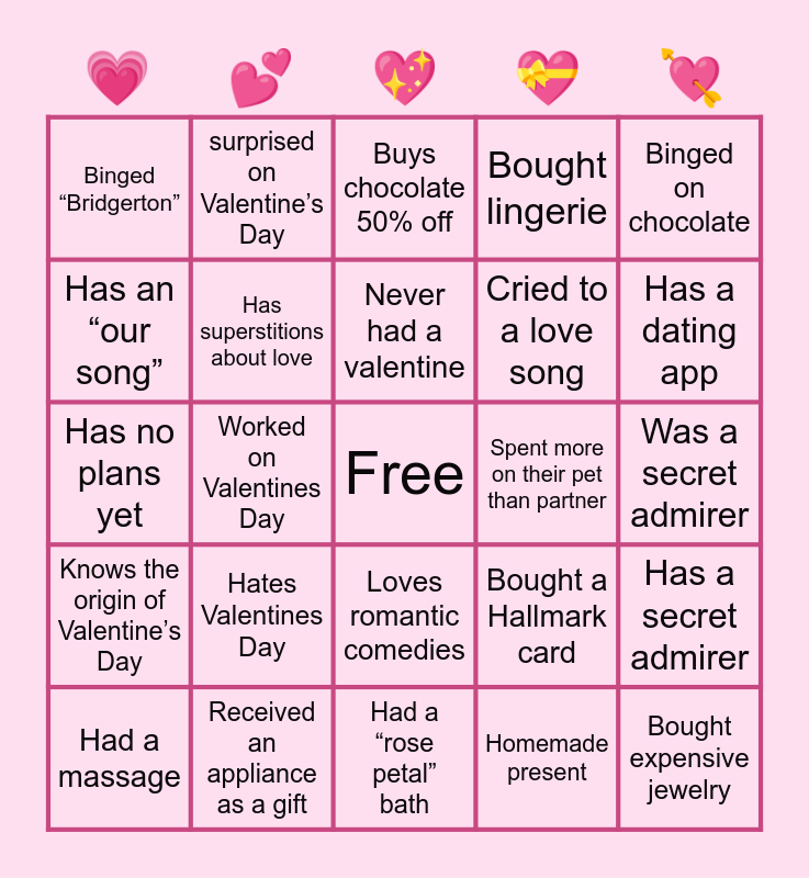 Valentine’s Day Bingo Card