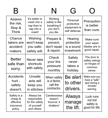 APRIL Bingo Card