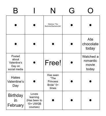 Valentine's Day BINGO Card