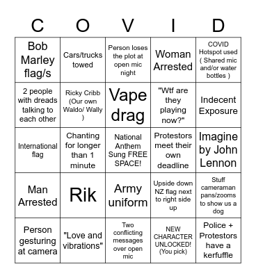 Mandate Protest Bingo -Ver. 2 Bingo Card