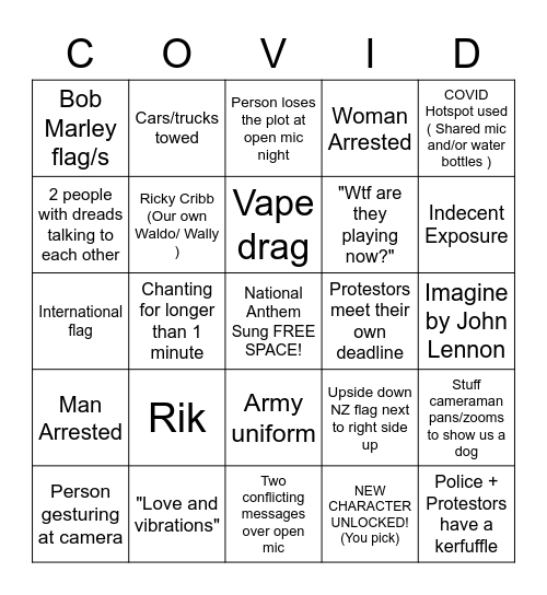 Mandate Protest Bingo -Ver. 2 Bingo Card