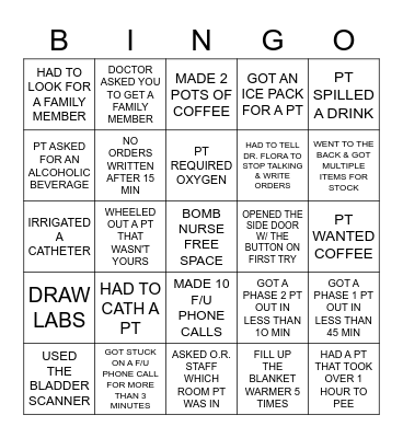 USC PACU VALENTINES BINGO Card