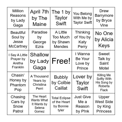 Spread the Love Week Bingo Card