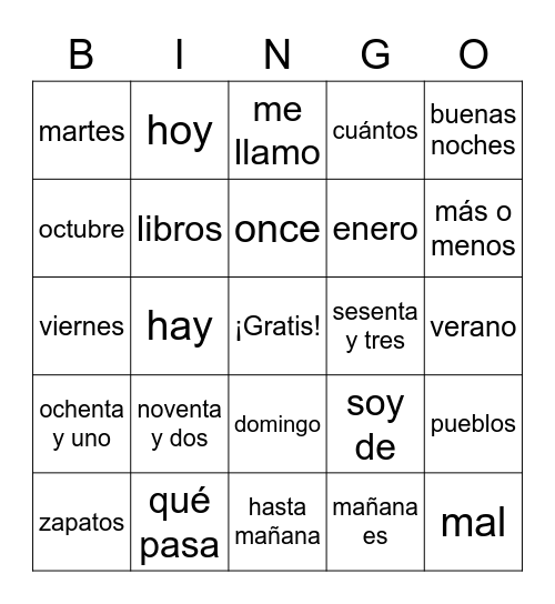 8th All Units Bingo Card