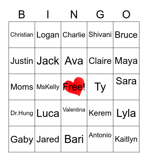 2W - Valentine's Day Bingo Card