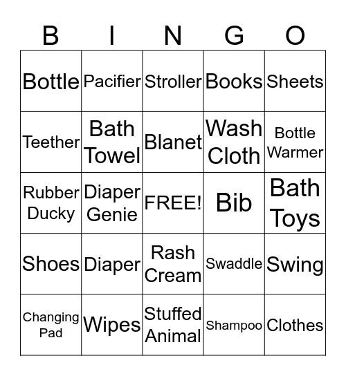 BABY! Bingo Card