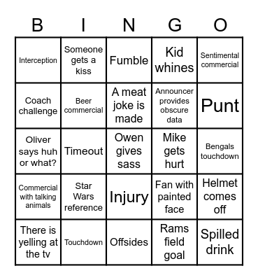 TRAMPS Bingo Card