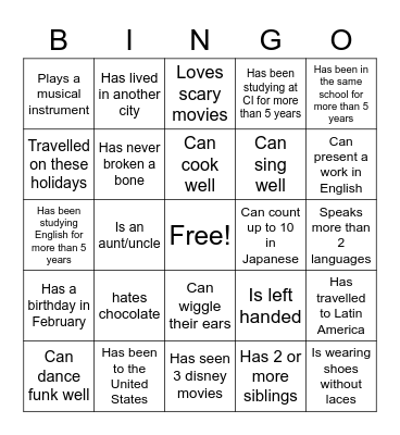 Plus Upper 1 Bingo Card