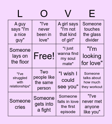 LOVE IS BLIND! Bingo Card