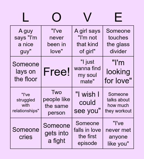 LOVE IS BLIND! Bingo Card