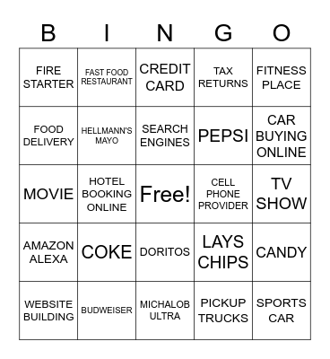 COMMERCIALS BINGO Card