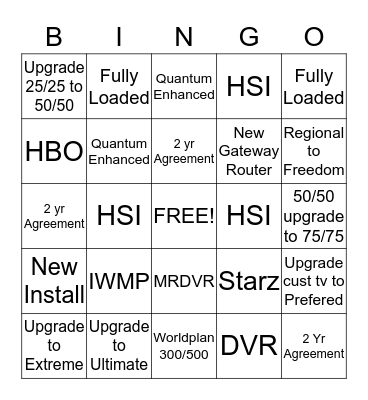 Sales Bingo Card