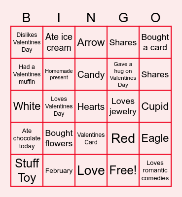 Virtual Valentine's Day Bingo Card
