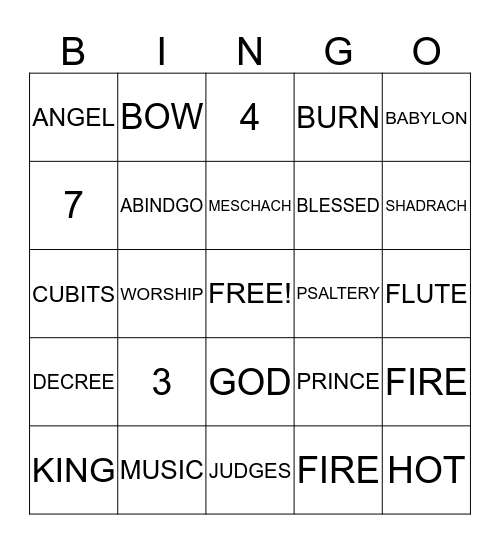 The Three Hebrew Boys and the Fiery FurnaceUntitled Bingo Card