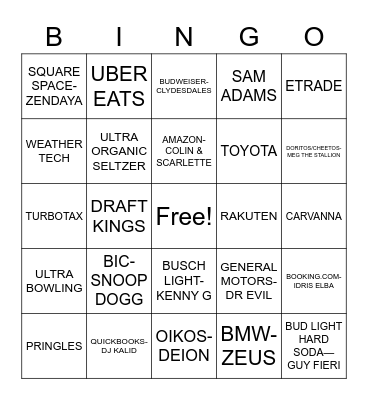 SUPER BOWL  2022 Bingo Card