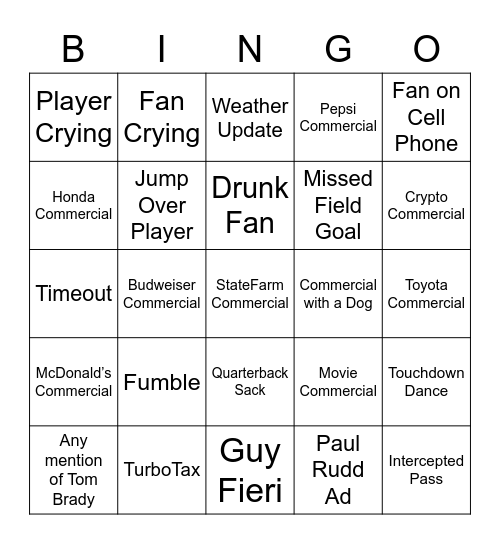 Superb Owl 2022 Bingo Card