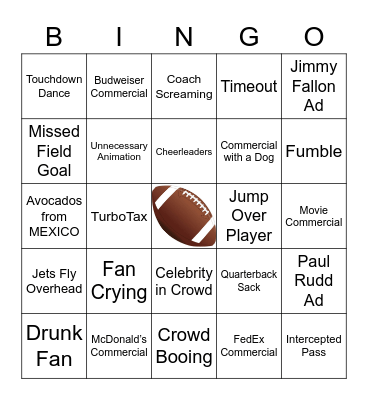 Superb Owl 2022 Bingo Card