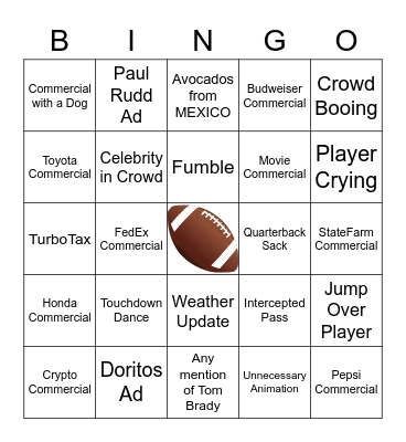 Superb Owl 2022 Bingo Card