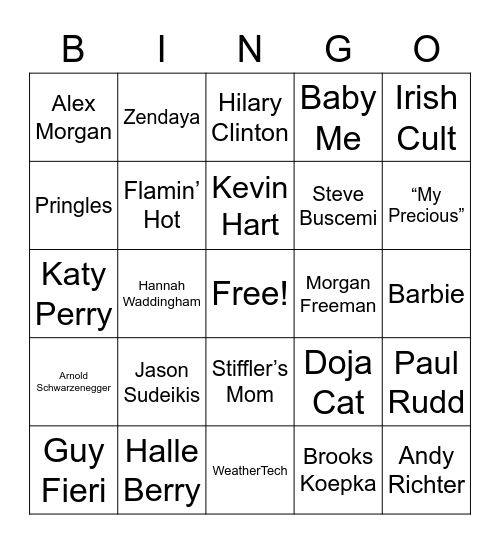 Super Bowl LVI Bingo Card