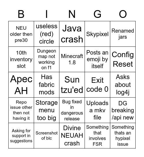 NEU Support Bingo 2 Bingo Card