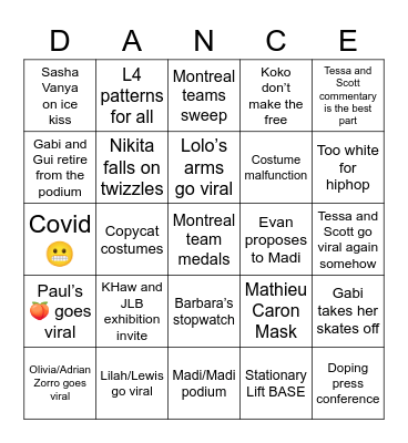 Ice dance bingo Card