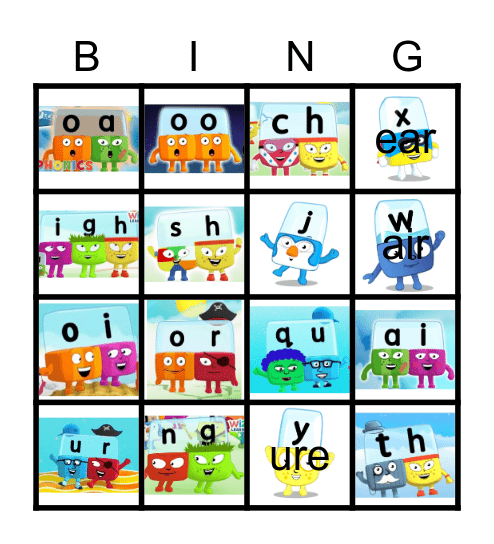 Alphablocks Bingo Phase 3 Bingo Card