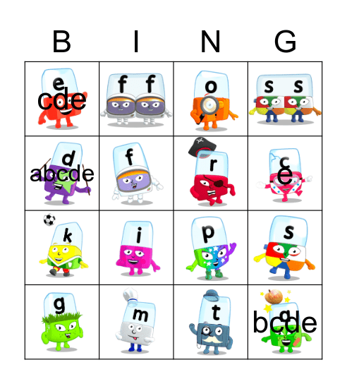 Alphablocks Phase 2 Bingo Card