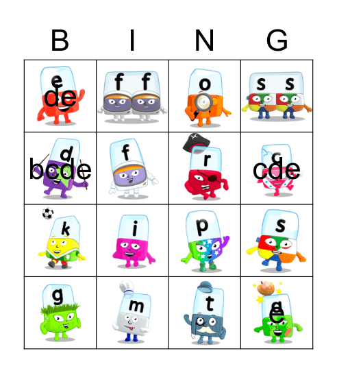 Alphablocks Phase 2 Bingo Card